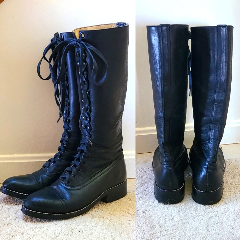 Vintos Hesse Tall Lace Up Combat Riding Boots